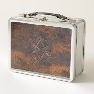 Falln Unicursal Hexagram Leather Metal Lunch Box