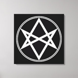 Falln Unicursal Hexagram White Canvas Print