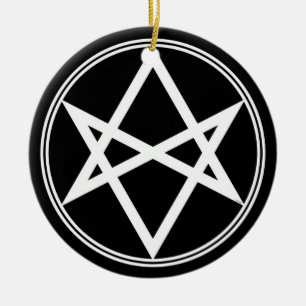 Falln Unicursal Hexagram White Ceramic Tree Decoration