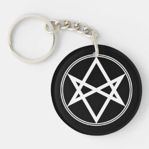 Falln Unicursal Hexagram White Key Ring