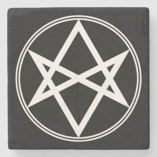 Falln Unicursal Hexagram White Stone Coaster