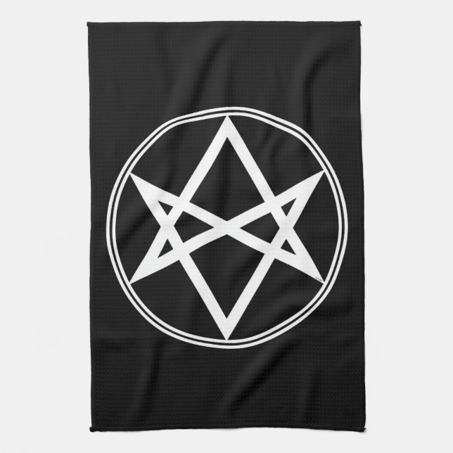 Falln Unicursal Hexagram White Tea Towel (Vertical)