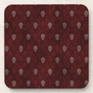 Falln Victorian Skulls Red Coaster