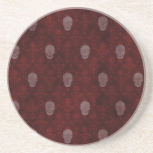 Falln Victorian Skulls Red Coaster