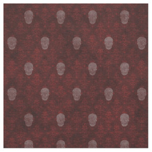 Falln Victorian Skulls Red Fabric