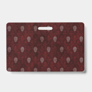 Falln Victorian Skulls Red ID Badge