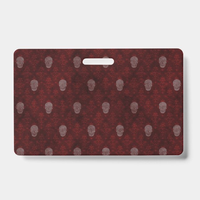 Falln Victorian Skulls Red ID Badge (Front)