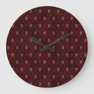 Falln Victorian Skulls Red Large Clock