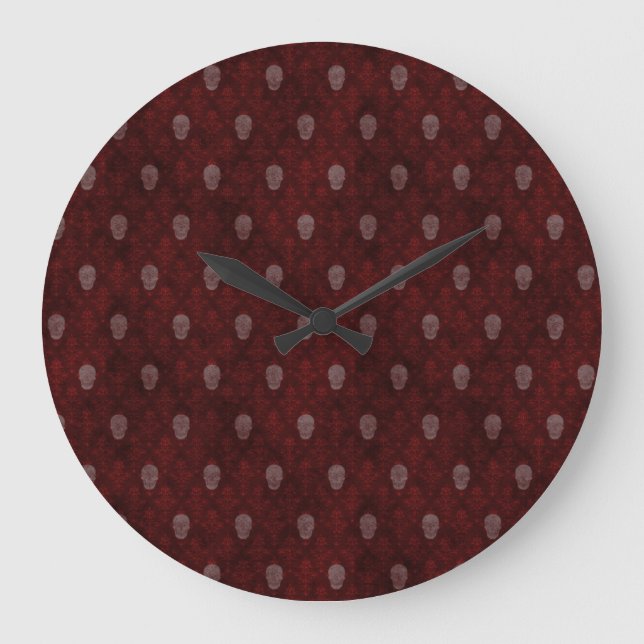 Falln Victorian Skulls Red Large Clock (Front)