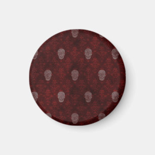 Falln Victorian Skulls Red Magnet