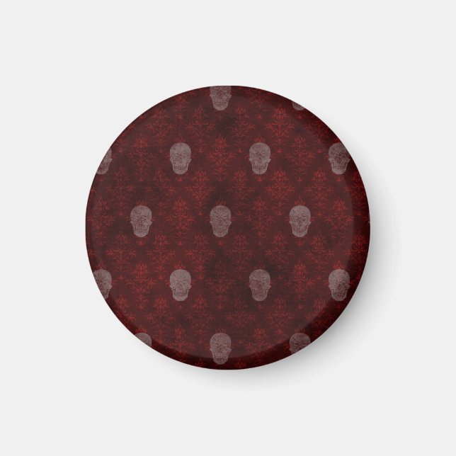 Falln Victorian Skulls Red Magnet (Front)