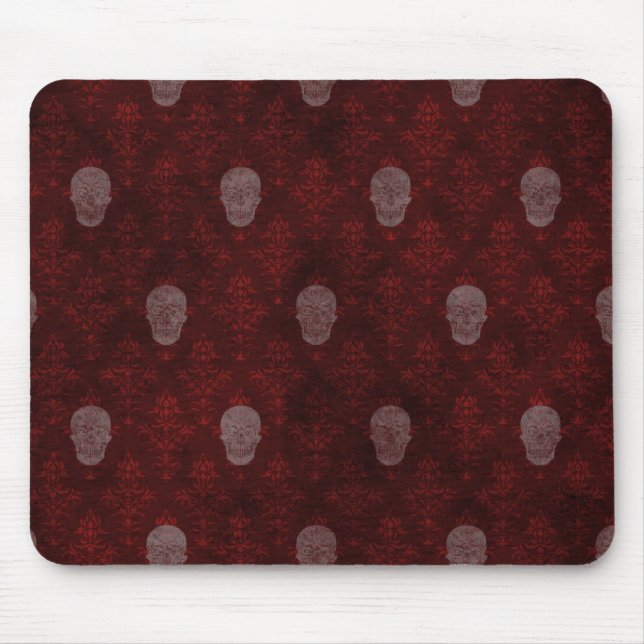 Falln Victorian Skulls Red Mouse Mat (Front)