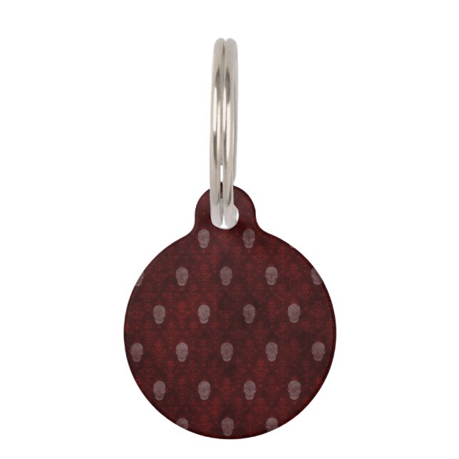 Falln Victorian Skulls Red Pet Tag (Front)