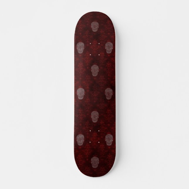 Falln Victorian Skulls Red Skateboard (Front)