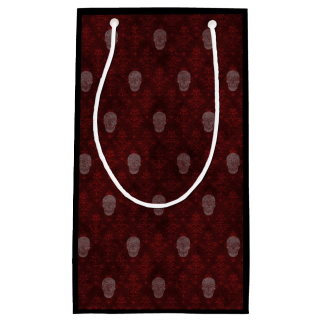 Falln Victorian Skulls Red Small Gift Bag (Front)