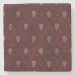 Falln Victorian Skulls Red Stone Coaster