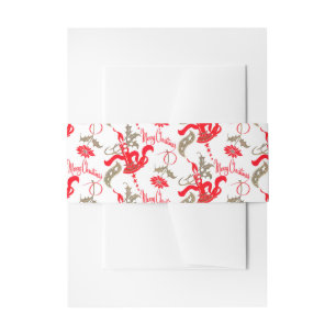 Falln Vintage Merry Christmas Candles Invitation Belly Band