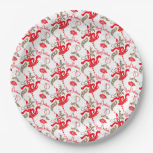 Falln Vintage Merry Christmas Candles Paper Plate