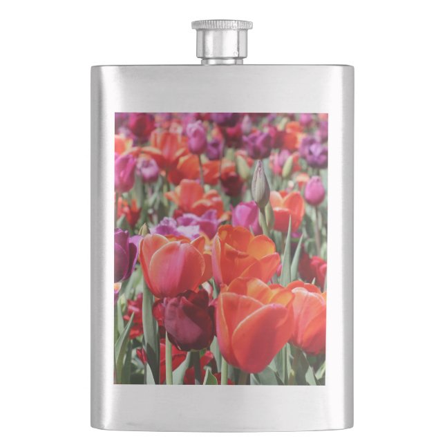 Falln Warm Tulips Hip Flask (Front)