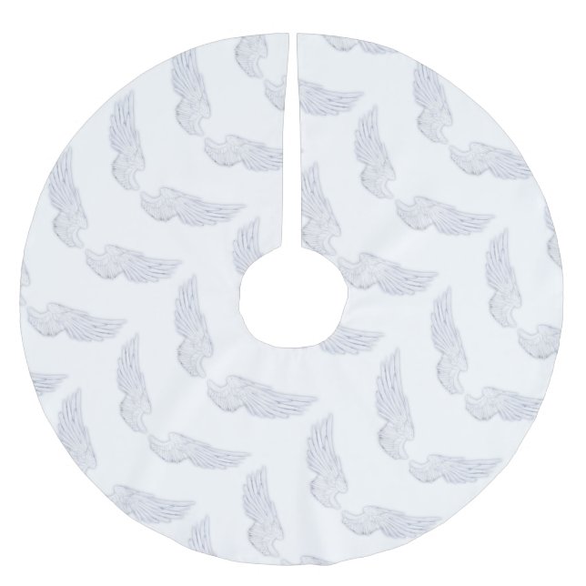 Falln White Angel Wings Brushed Polyester Tree Skirt (Front)