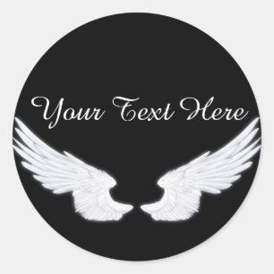 Falln White Angel Wings Classic Round Sticker