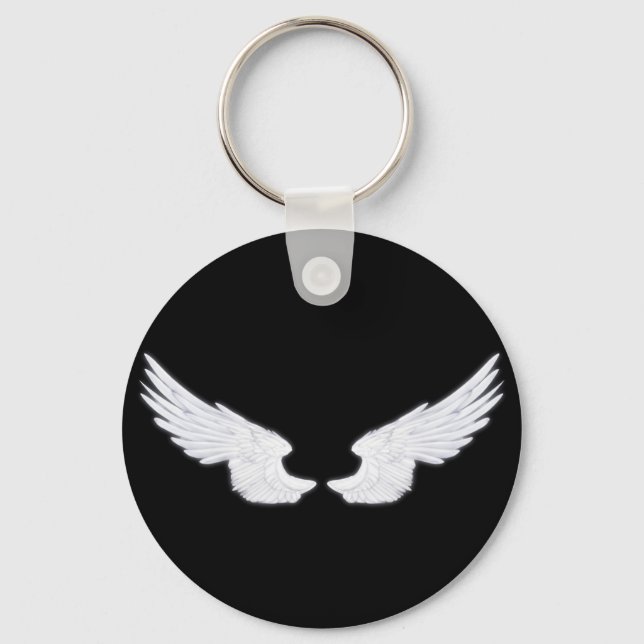 Falln White Angel Wings Key Ring (Front)