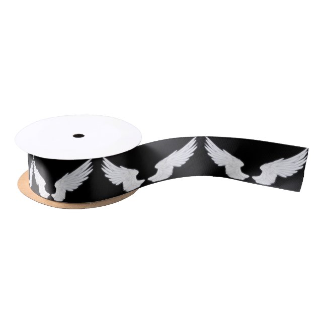 Falln White Angel Wings Satin Ribbon (Spool)