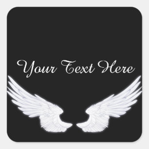 Falln White Angel Wings Square Sticker