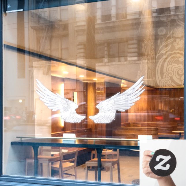 Falln White Angel Wings Window Cling (Cafe Window)
