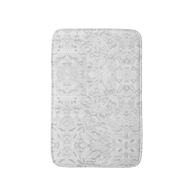 Falln White Lace Bath Mat (Front Vertical)