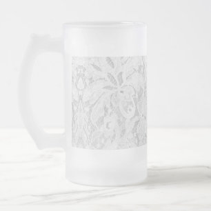 Falln White Lace Frosted Glass Beer Mug