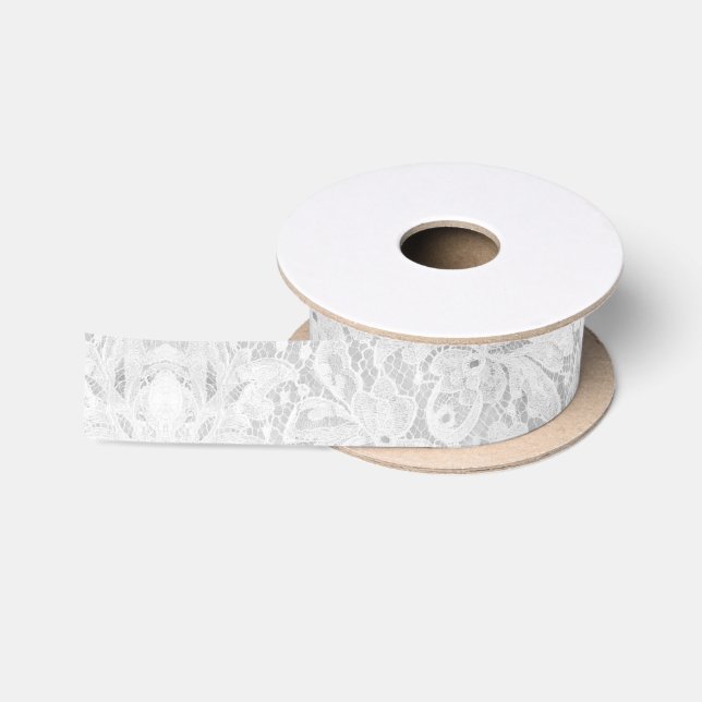 Falln White Lace Satin Ribbon (Spool)