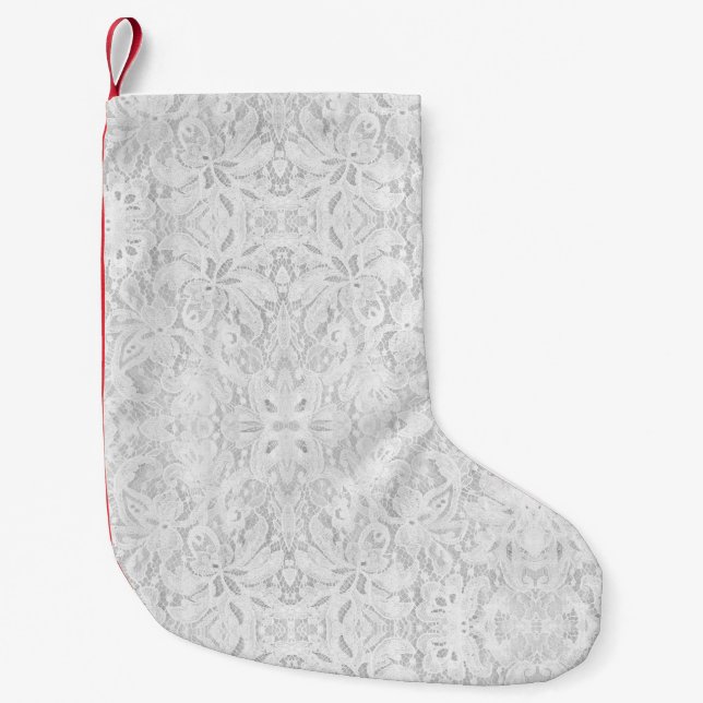 Falln White Lace Small Christmas Stocking (Front)