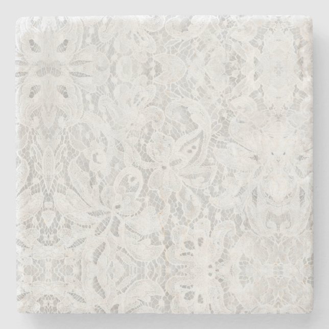 Falln White Lace Stone Coaster (Front)