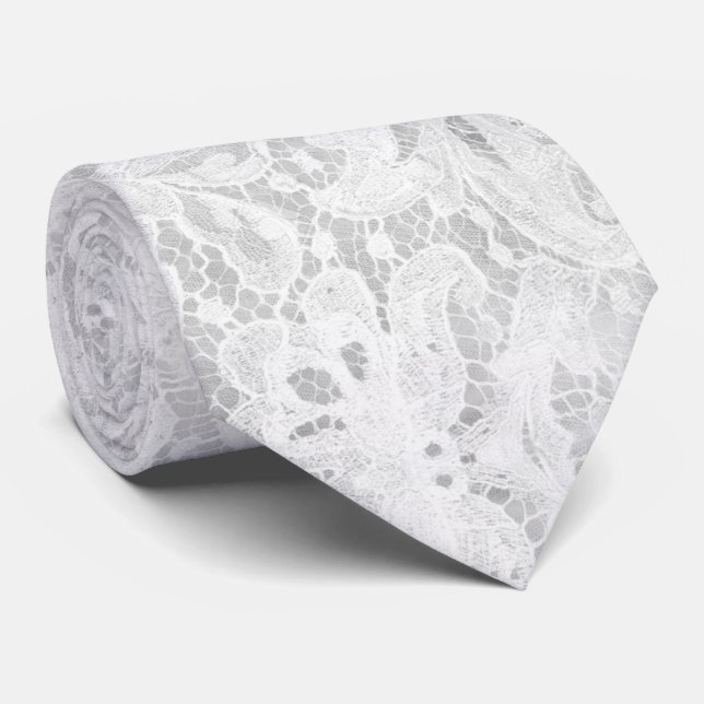 Falln White Lace Tie (Rolled)