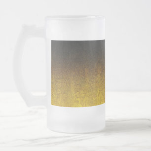 Falln Yellow & Black Glitter Gradient Frosted Glass Beer Mug