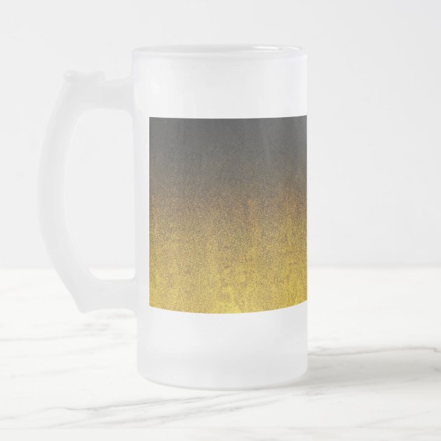 Falln Yellow & Black Glitter Gradient Frosted Glass Beer Mug (Left)