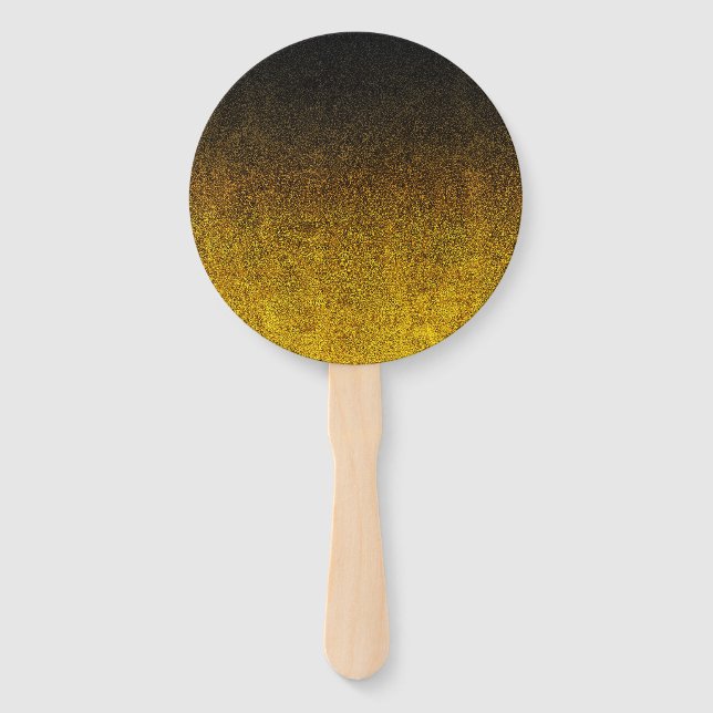 Falln Yellow & Black Glitter Gradient Hand Fan (Front)