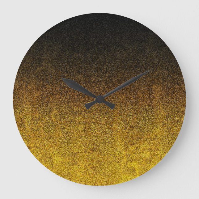 Falln Yellow & Black Glitter Gradient Large Clock (Front)