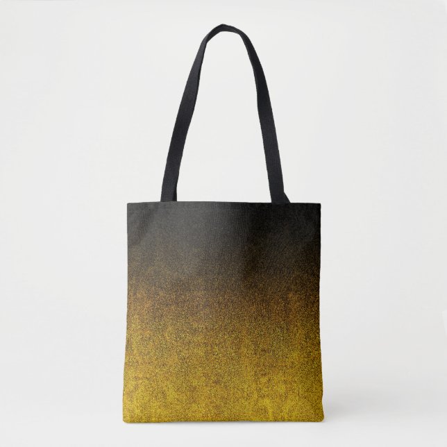 Falln Yellow & Black Glitter Gradient Tote Bag (Front)