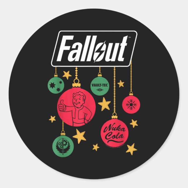 Fallout Logo Christmas Ornaments Video Game  Classic Round Sticker (Front)