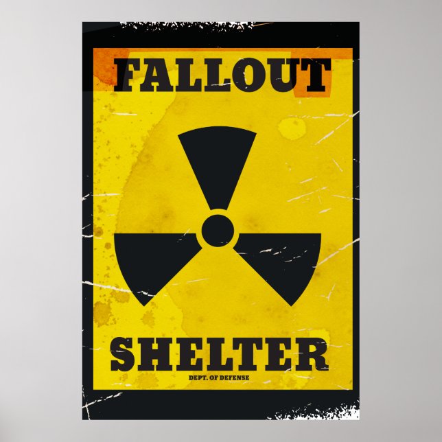 Fallout Shelter vintage warning poster (Front)