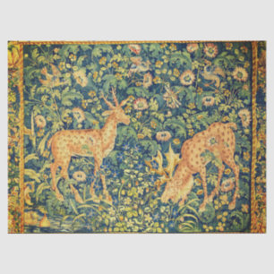 FALLOW DEER PAIR,GOTHIC FANTASY FLOWERS,Green Tissue Paper