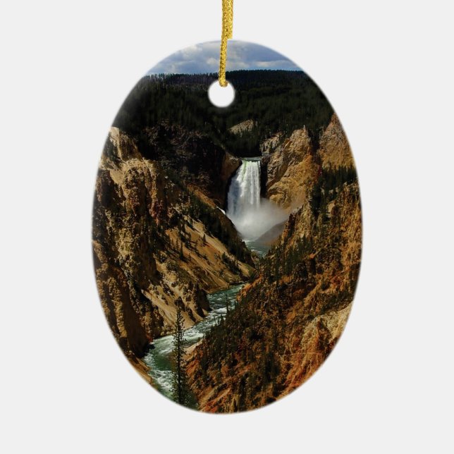 FALLS AT YELLOWSTONE YEAH CERAMIC TREE DECORATION (Front)