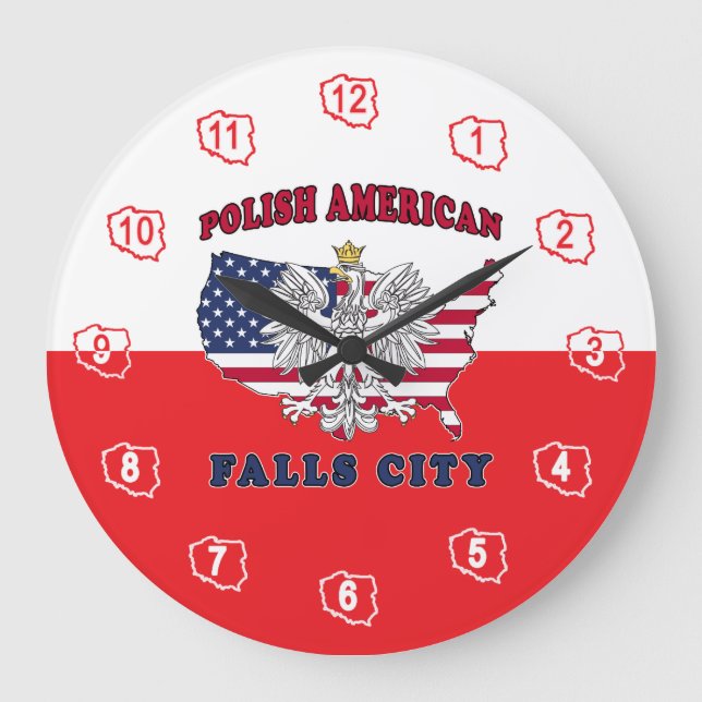 Falls City Texas Polish American Large Clock (Front)