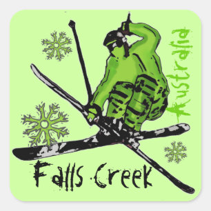 Falls Creek Australia green theme ski stickers