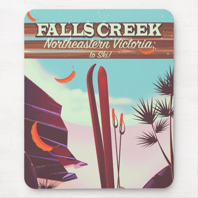 Falls Creek, Northeastern Australia Ski poster, Mouse Mat (Front)