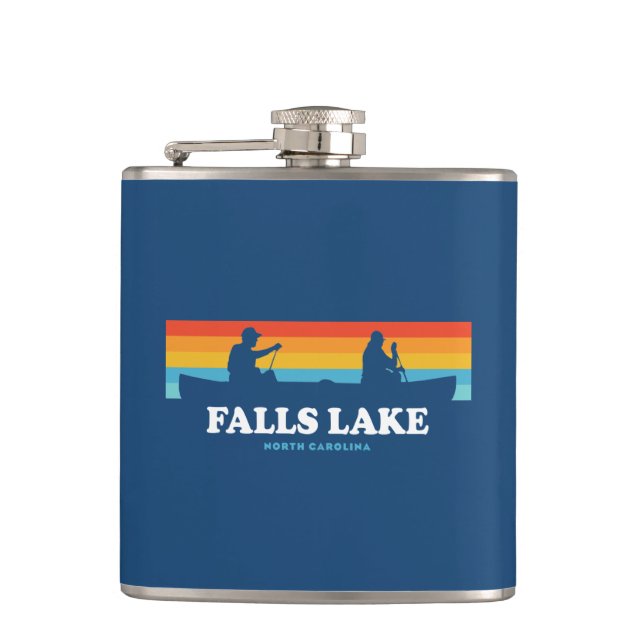 Falls Lake North Carolina Canoe Hip Flask (Front)