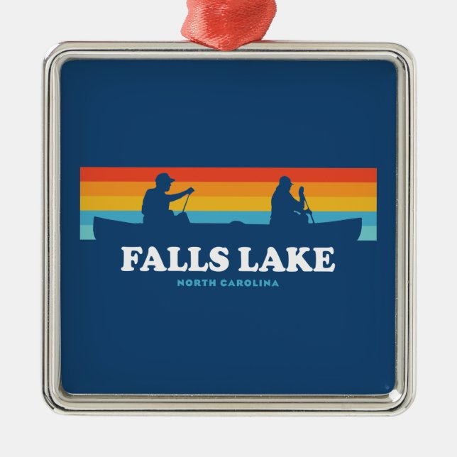 Falls Lake North Carolina Canoe Metal Tree Decoration (Front)