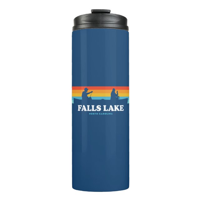 Falls Lake North Carolina Canoe Thermal Tumbler (Front)